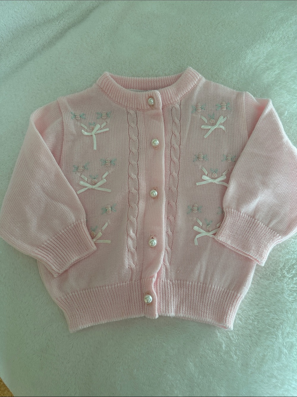 Soft Pink Knit Baby Cardigan